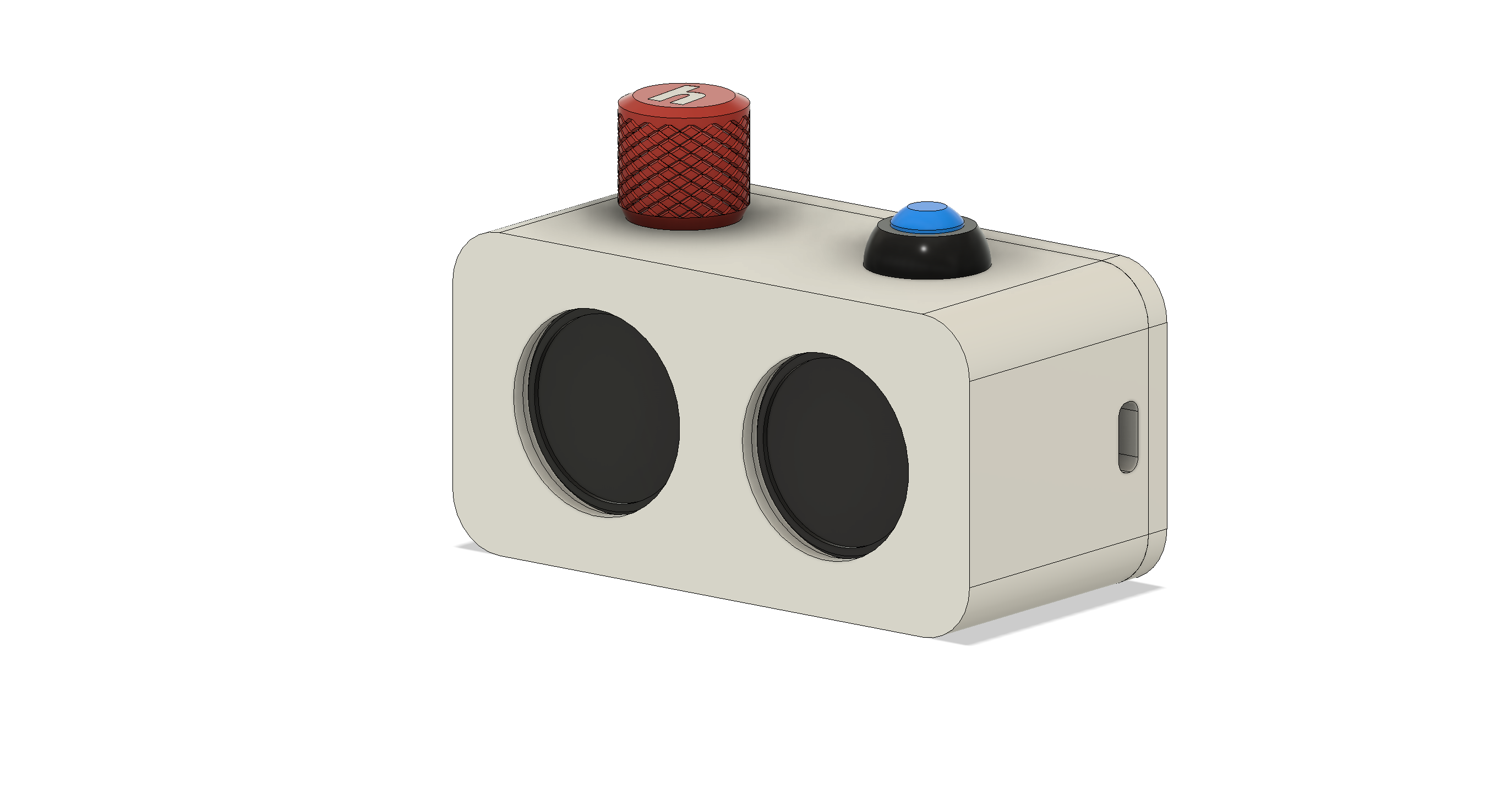 A CAD render of a simple FM radio enclosure, an example of a Tier 1 custom project